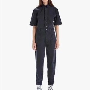 Mother The Elbow Grease Jumpsuit Flood Faded Black